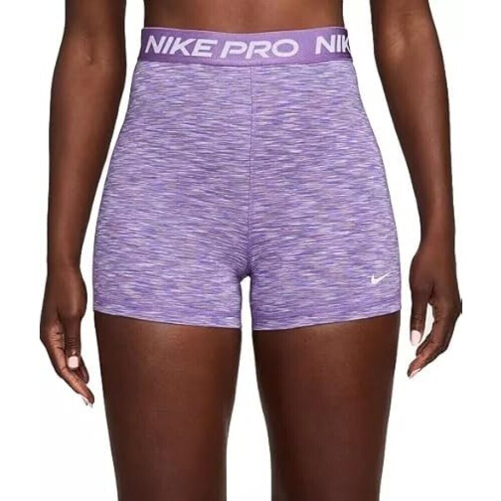 Nike Pro 3" Spacedye Shorts Women's 2XL Purple High-Waisted Activewear APP1846